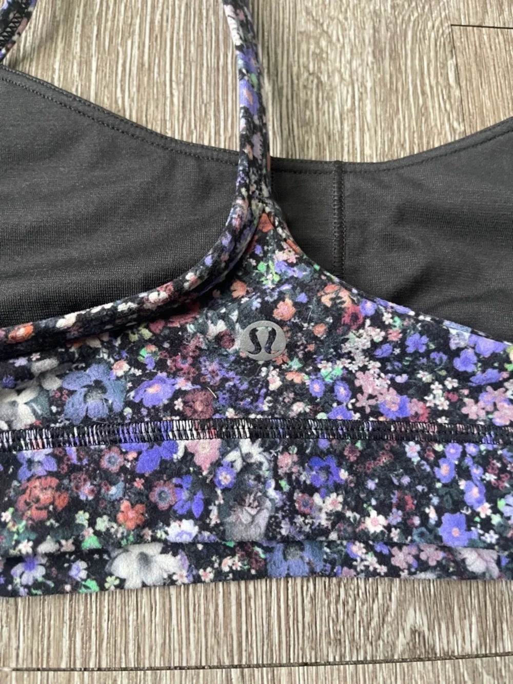 Lululemon Floral Purple Low-Impact Sports Bra size 4 yoga active workout gym